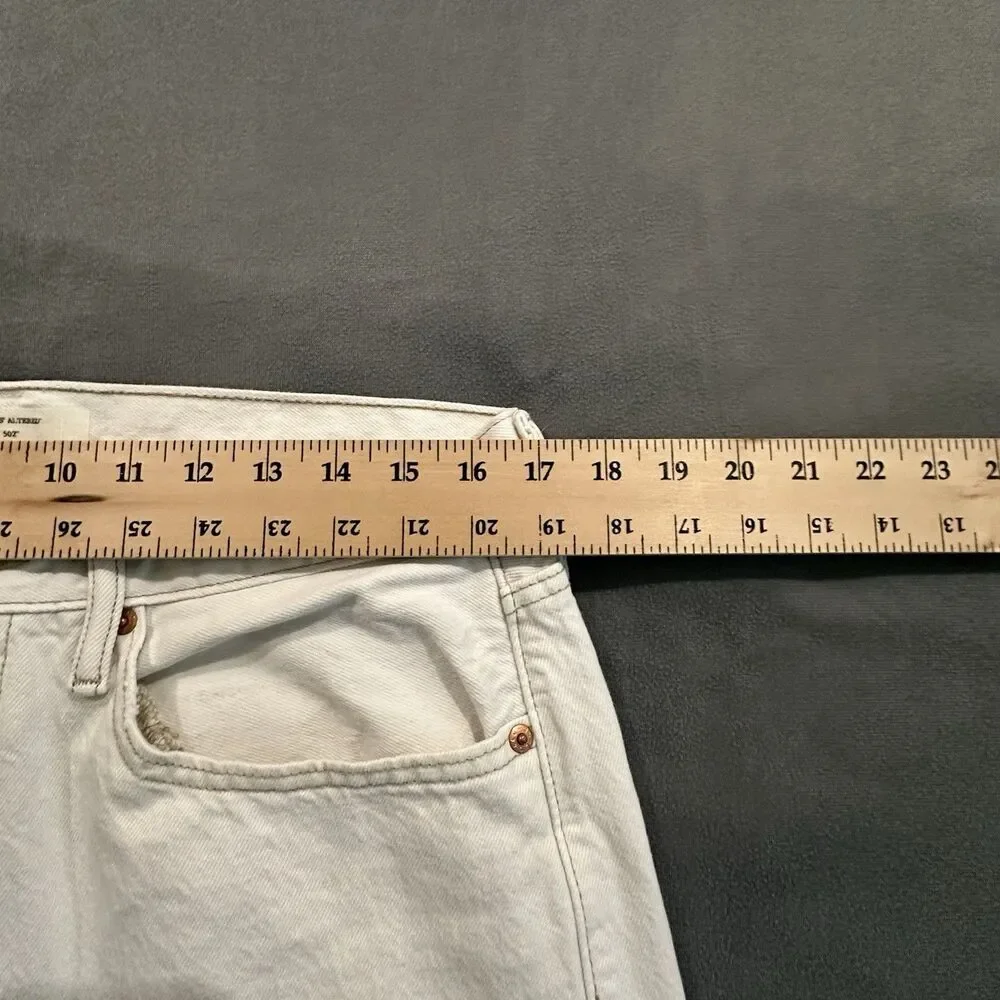 Levis Jeans Mens 34x32 Altered 502 Carpenter Double Knee Work Pants White Denim